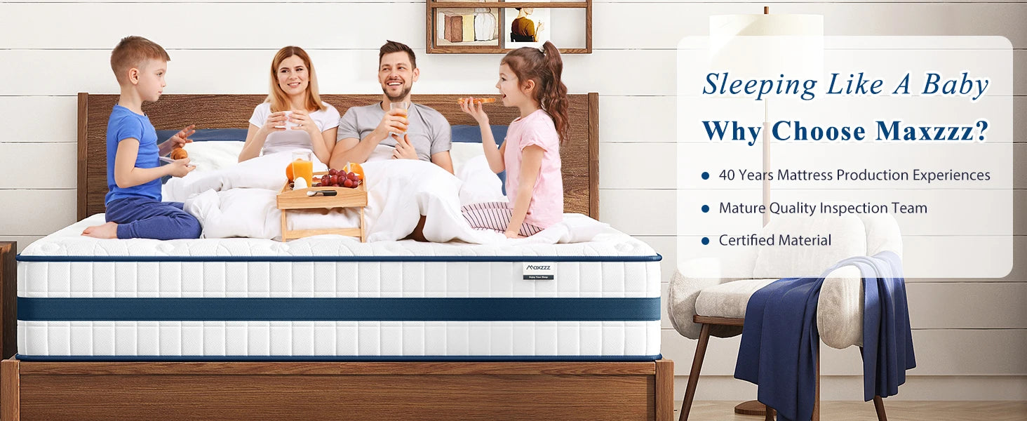 Maxzzz 10-12'' Twin/King/Queen Size Mattress, Bed with Gel Memory Foam & Individually Pocket Coils for Pressure Relief & Support