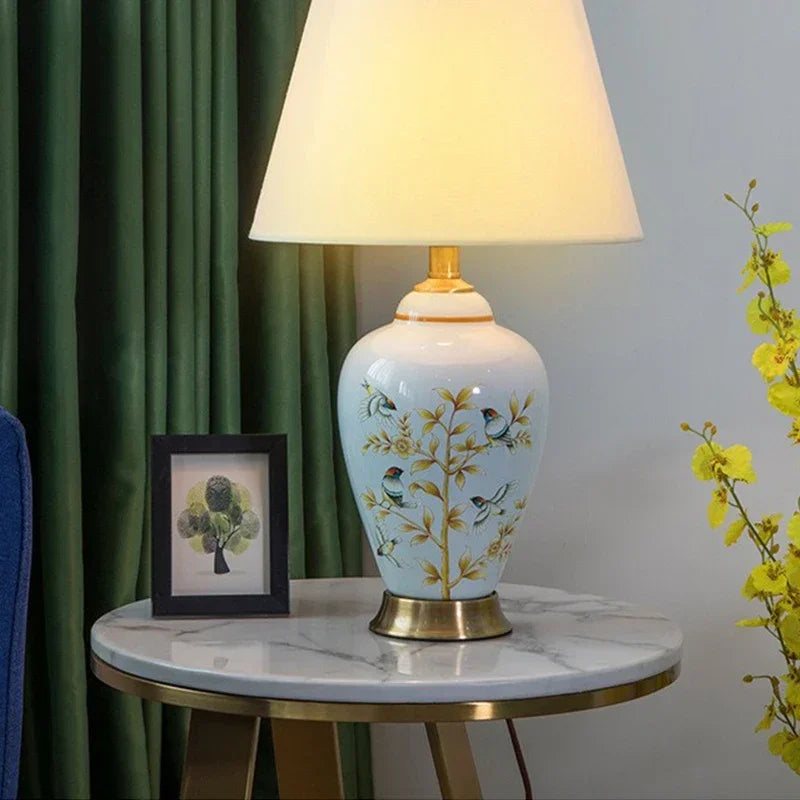 CEDRIC Contemporary ceramics Table Lamp American luxurious Living Room Bedroom  Bedside Desk Light Hotel engineering Decorative