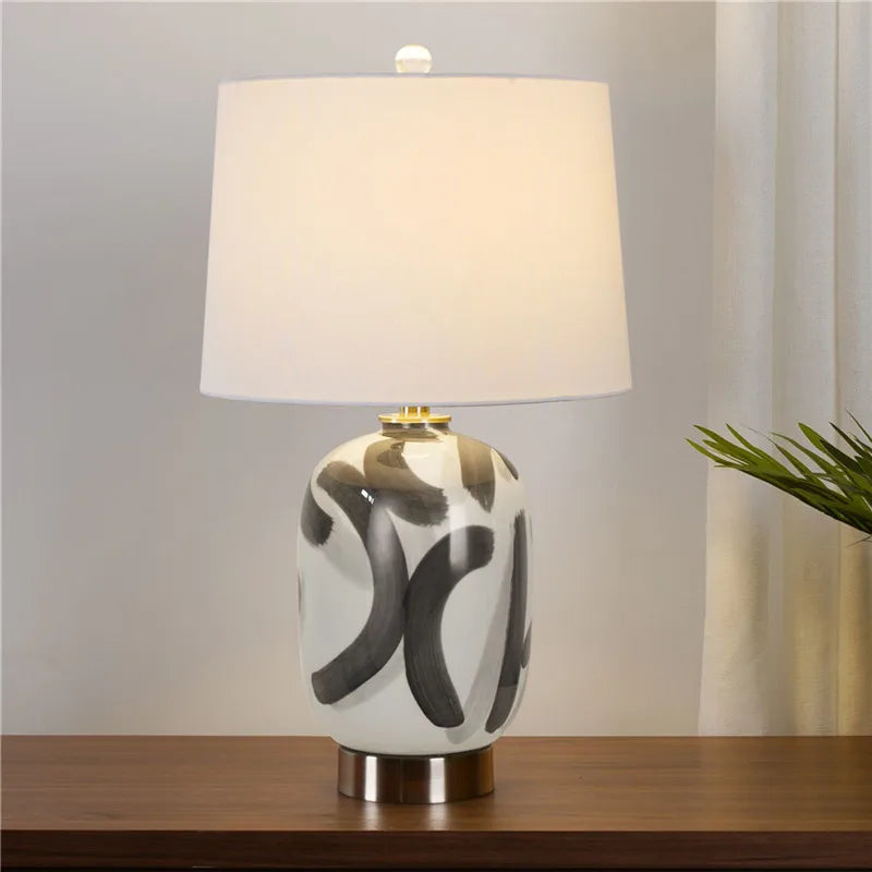 Contemporary Luxury Ceramic Table Lamp LEDAmerican Retro Creativity Living Room Bedroom Study Villa Hotel Bedside Desk Light