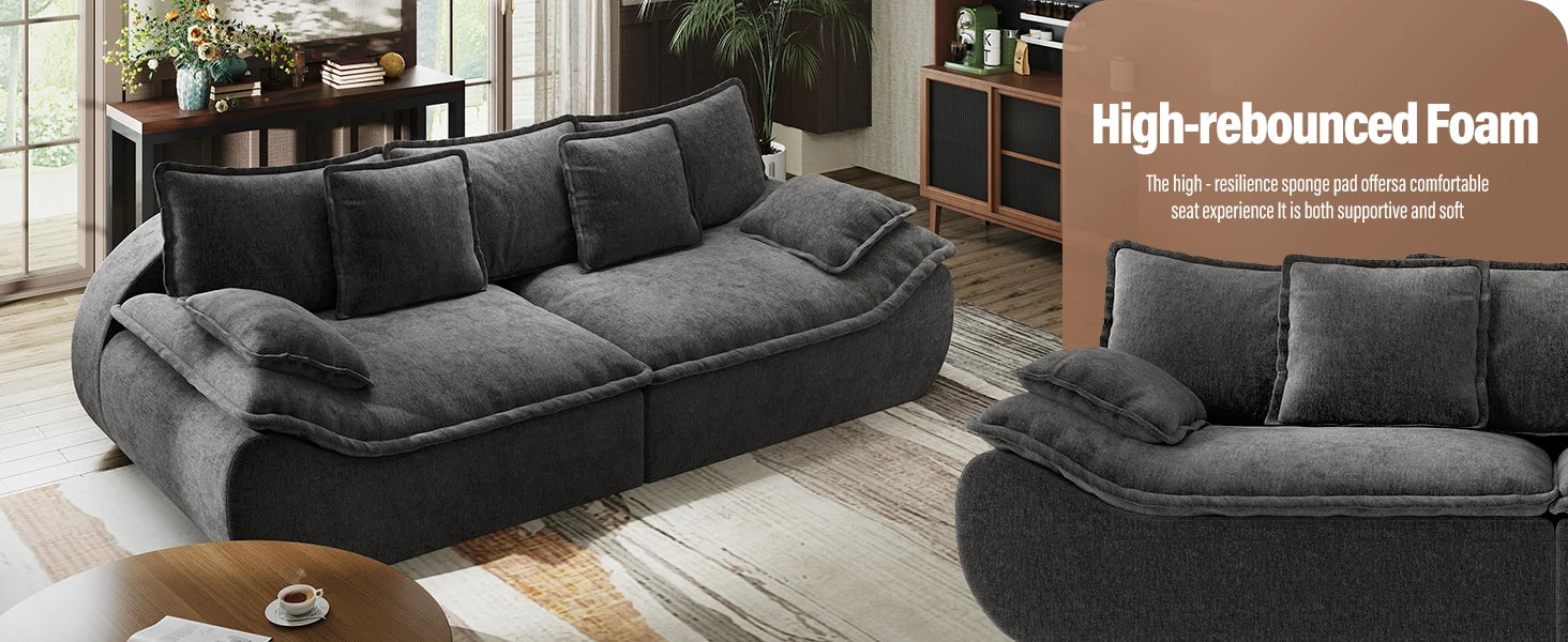 Sofa Couches 2-Seater Modular Sectional Sofa, 89''Comfy Loveseat with Throw, Deep Seat Small Sofa for Small Space