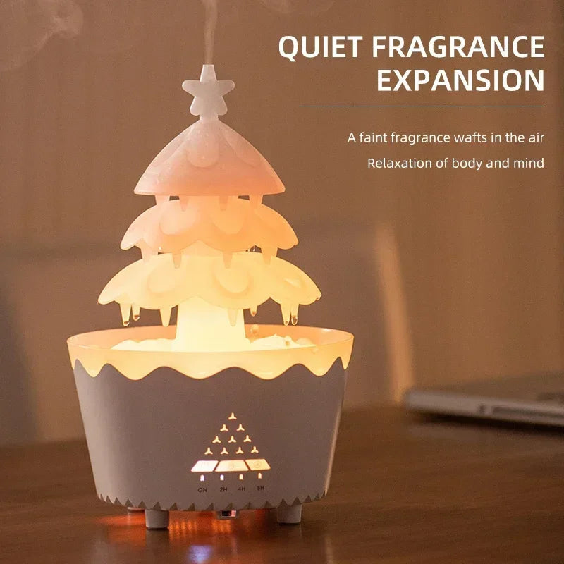 Lucky Tree Aromatherapy Diffuser Water Drip Raindrop Air Humidifier Rain Cloud with Remote Control for Christmas Gift