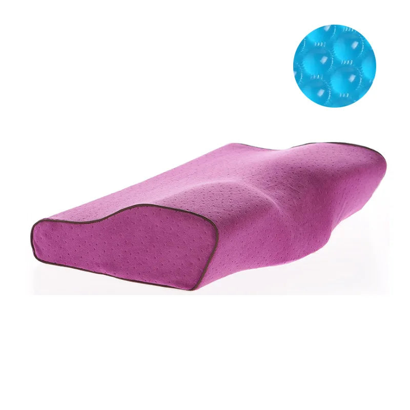 2025 Cooling Gel Memory Foam Pillow Summer Ice Silk Butterfly Shape Slow Rebound Pillow for Neck Pain Relief