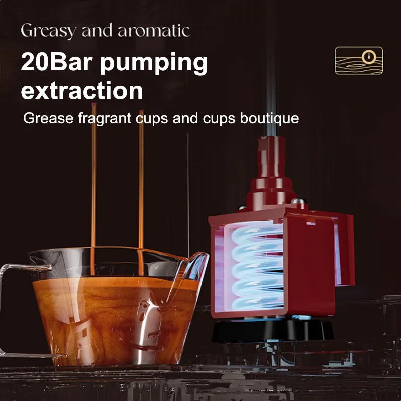 Stainless Steel Italian Semi-Automatic Espresso Machine with Steam Milk Frother