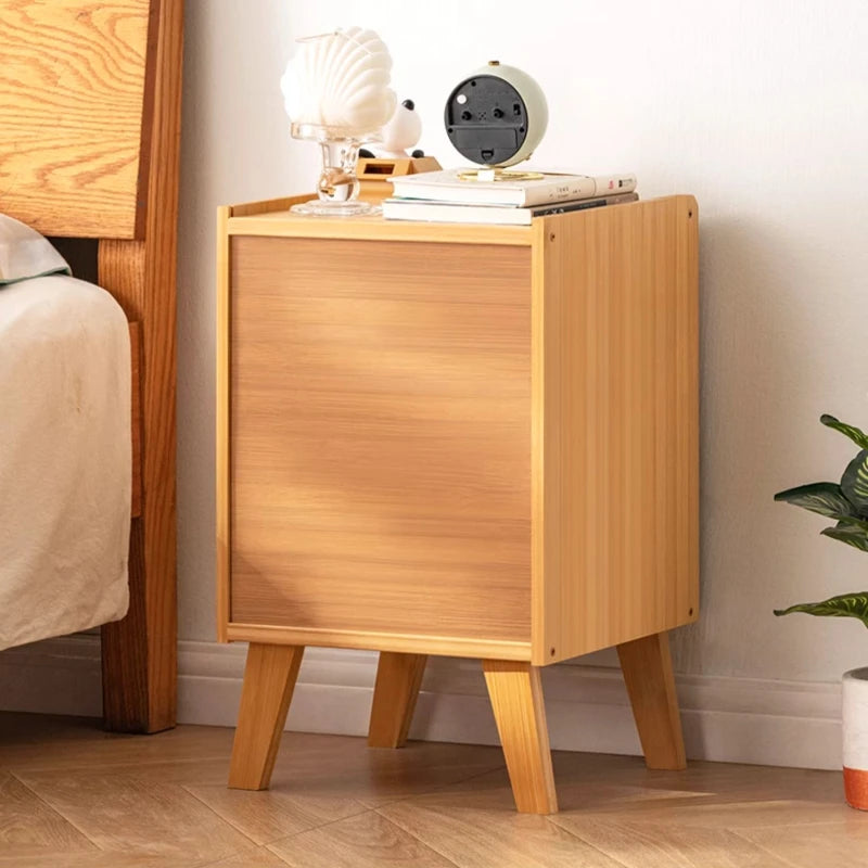 Modern Bedroom Bedside Cabinet, Simple Bedroom Storage Cabinet, ABS Grid Cabinet Door, Strong Door Stopper, Nightstand