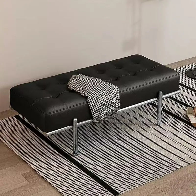 Luxury Leather Ottoman Bench – Hallway Shoe Changing & Lounge Seating
