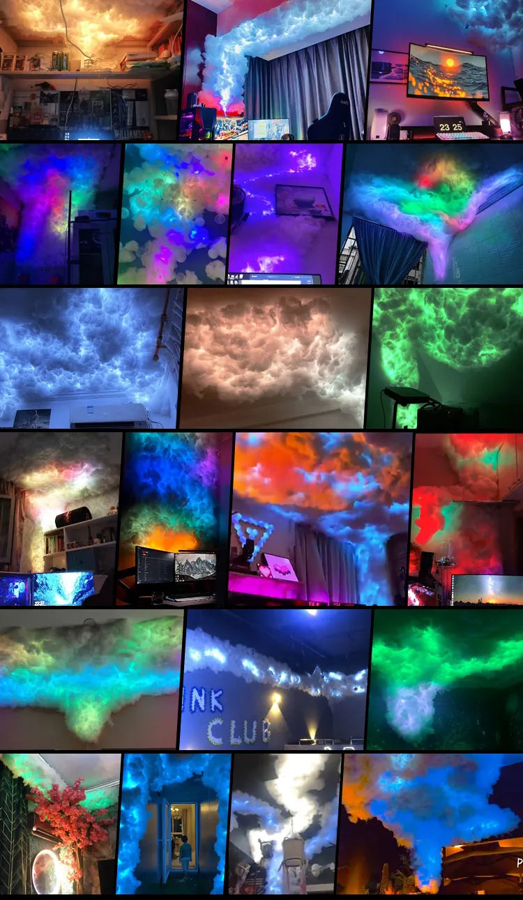 DIY Thunder Cloud Light Strip with APP & Remote control, LED Cotton Cloud Ceiling Lightfor Bedroom Gaming Room Decor