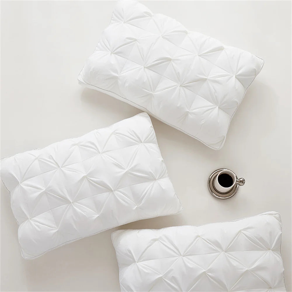 Sondeson Luxury White 100% Goose Down Pillow Down-proof Queen King 100% Cotton Bedding 3D Style Rectangle Winter Bedding Pillows