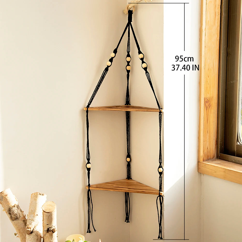 Wood Triangle Floating Corner Shelf – 1 / 2 / 3 Tier