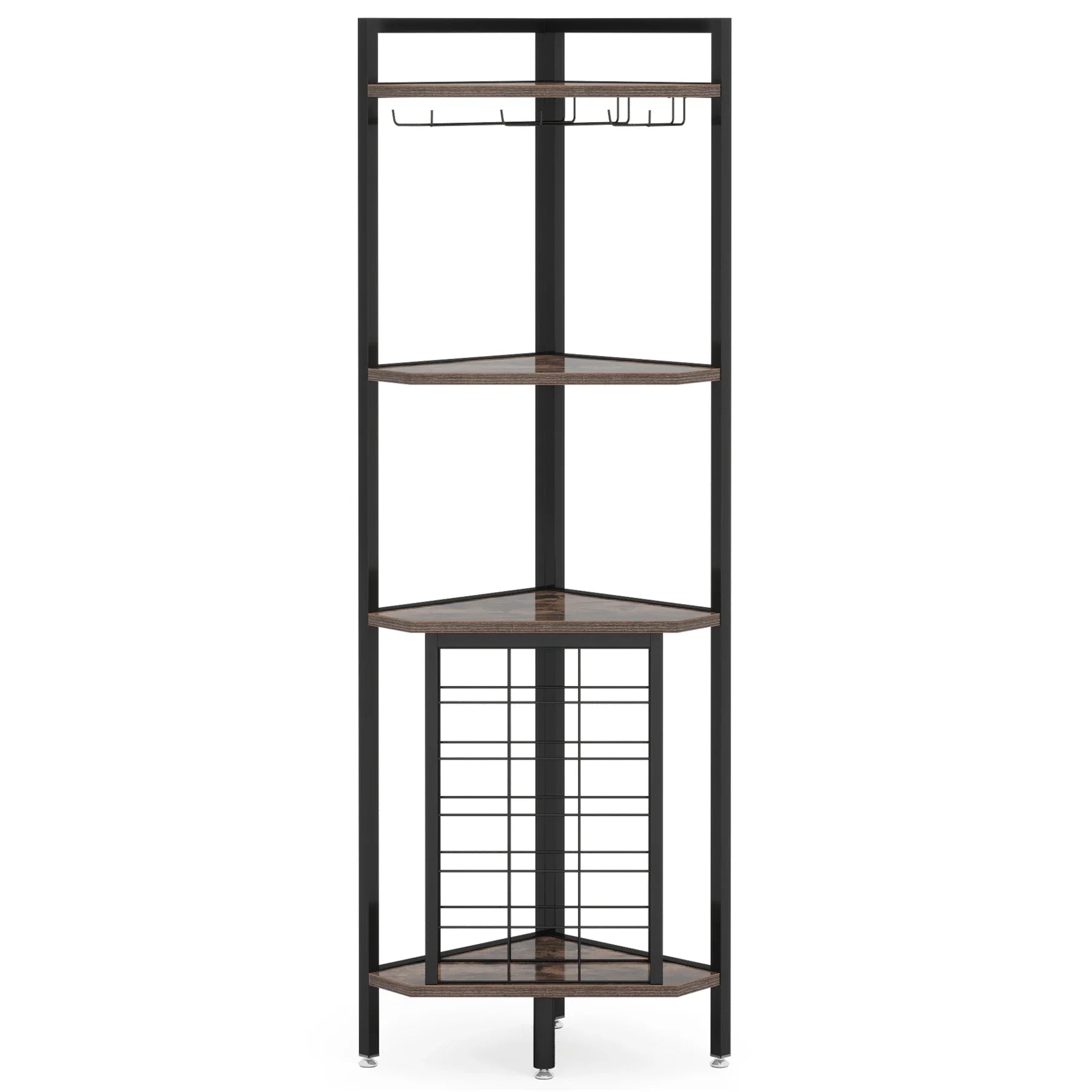 Tribesigns Wine Rack Bar Cabinet – 4-Tier Corner Shelf with Glass Holder