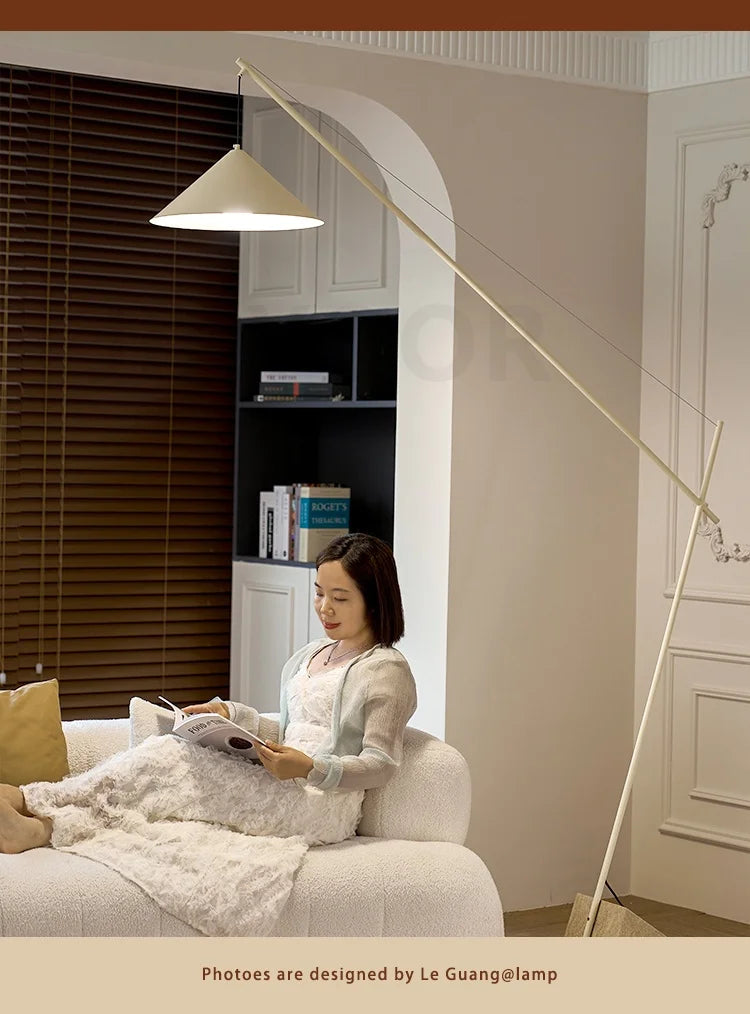 Light French Floor Lamp Nordic Modern Living Room Lamp Bedroom Marble Standing Lamp Fishing Lamp Home Decoration Lamp LED Light
