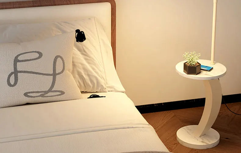 LED Tea Table Floor Lamp Living Room Decoration Bedroom Bedside Lighting Modern Marble Stand Light Black Beige E27