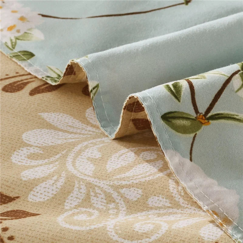 White Green Botanical Floral Duvet Cover Set Queen Reversible Gold Paisley Pattern Bedding Set Soft Microfiber Comforter Cover