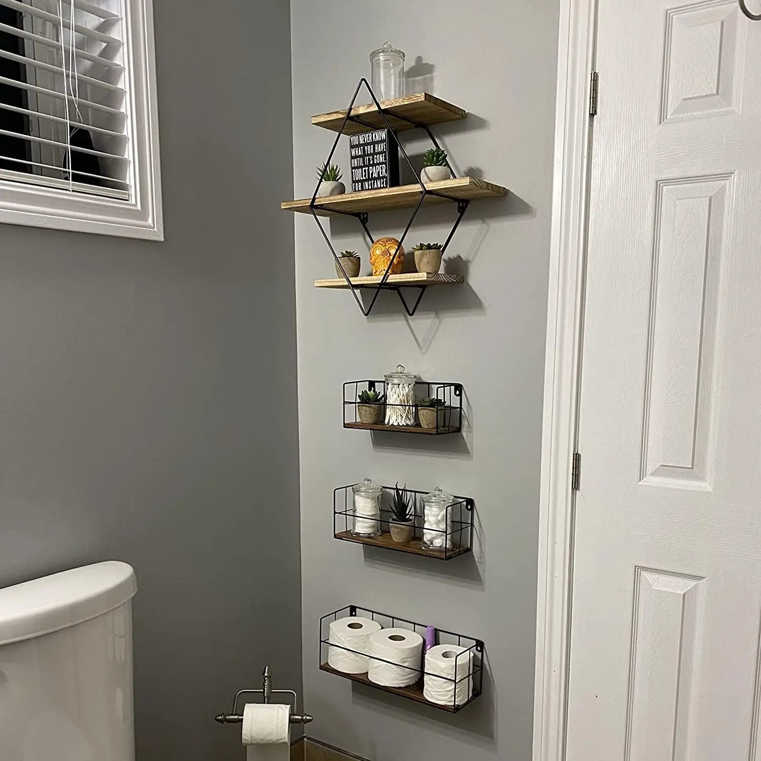 Wall Mounted Rustic Floating Shelves Decorative Wooden Kitchen Wall Display Shelf