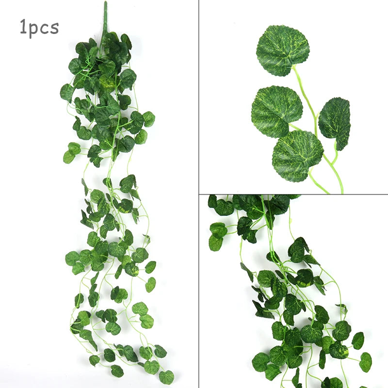 90cm Artificial Plants Creeper Green Leaves Wall Hanging Ivy Leaf Garland Home Garden Decoration Wedding Party DIY Fake Vine