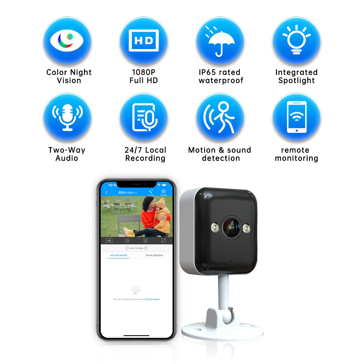 Jooan Outdoor Mini WiFi IP Camera Smart Home Security Camera 1080P HD Color Night Baby Monitor Two Way Audio Video Surveillance