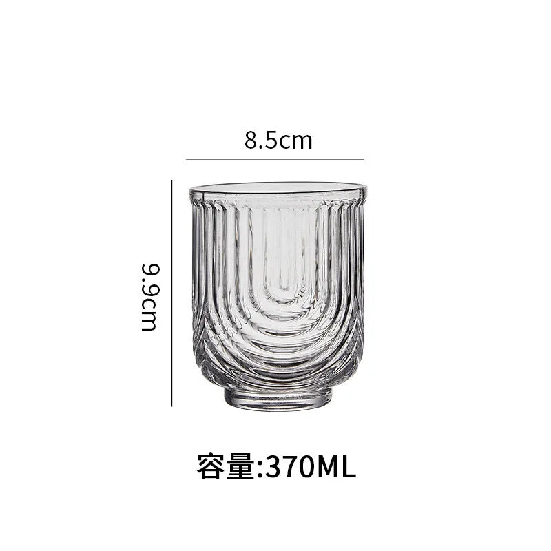 U Stripes Glass Cold Drink Cup Transparent Home Water Glasses Ice Cream Drinking glass Iced Coffee Milk Tea Cup Stripe Beer Mug