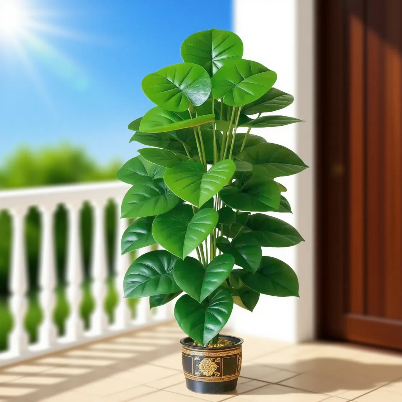 Large Artificial Pothos Plant with 24 Leaves, Tall Faux Greenery in Pot for Indoor Outdoor Decor, Perfect for Living Room, Offic