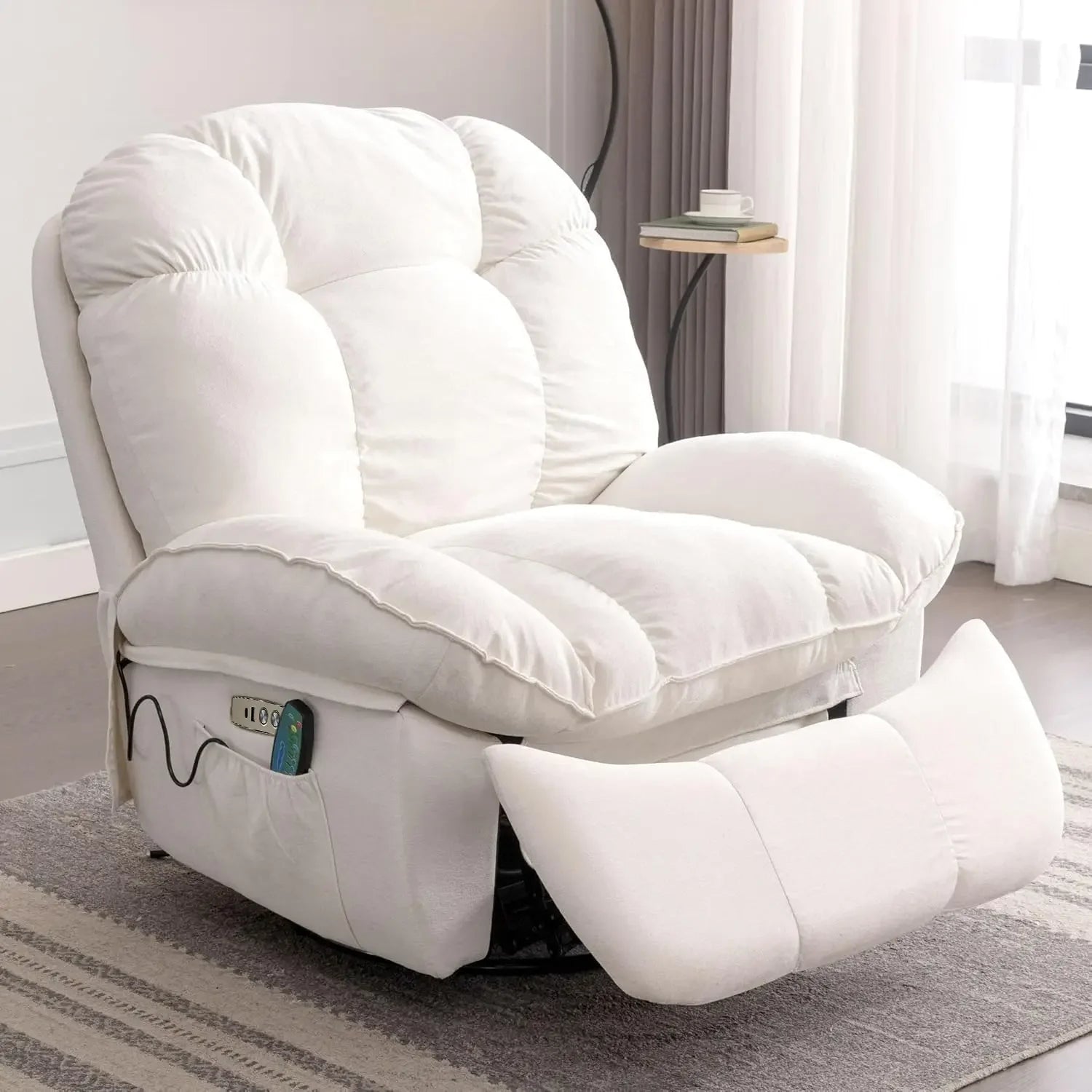 Power Recliner, Swivel Recliner with Massage and Heating, Power Rocking Gliding Recliner Sofa with USB, USB-C Ports