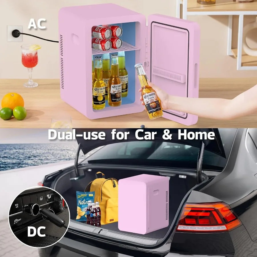 22L Mini Fridge for Bedroom 30 Cans Portable Cooler Warmer Compact Refrigerators with AC/DC Power for Skin Care Beverage Cosmet