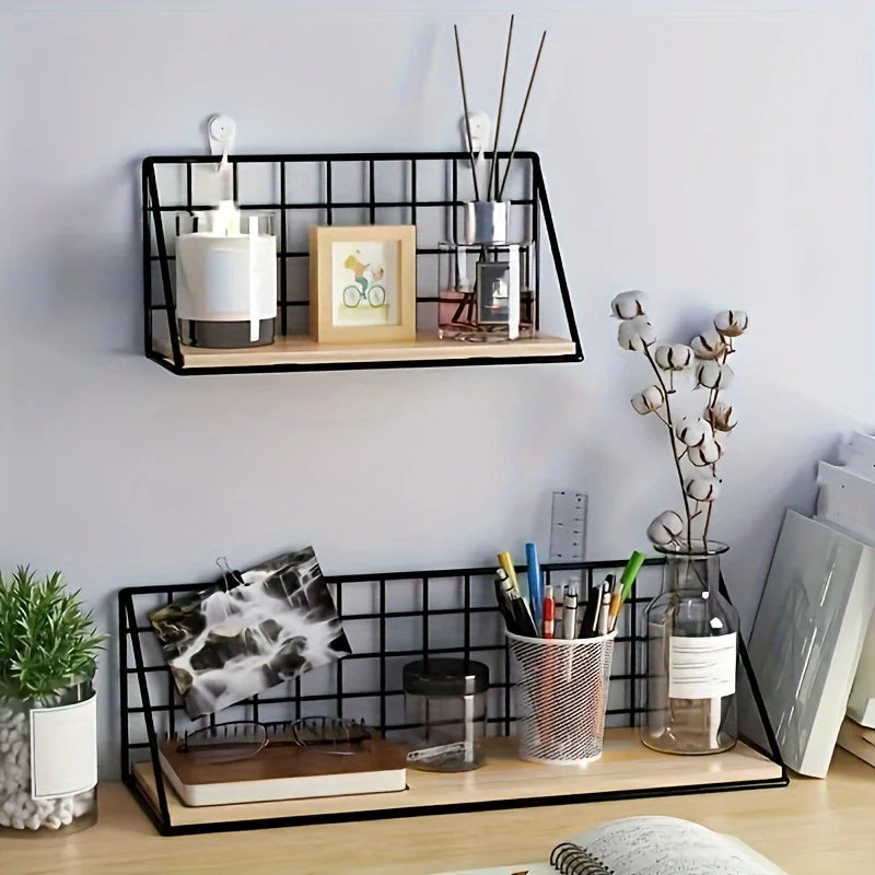 1pc/wall storage rack bedside punch-free shelf dormitory wall-mounted wall hanging basket partition storage rack