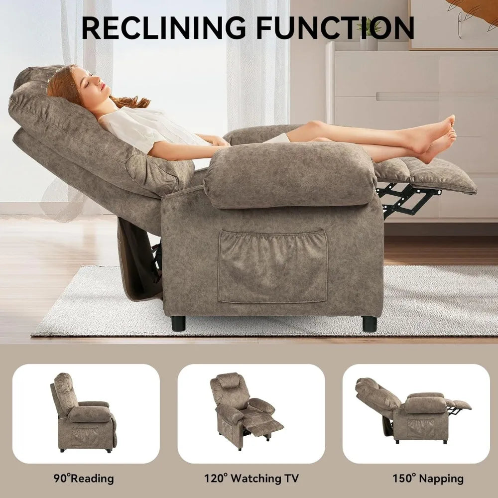 Massage Recliner Chair with Heat,Overstuffed Fabric Recliner Chairs with Heating,Small Recliner for Living Room Bedroom, Manual
