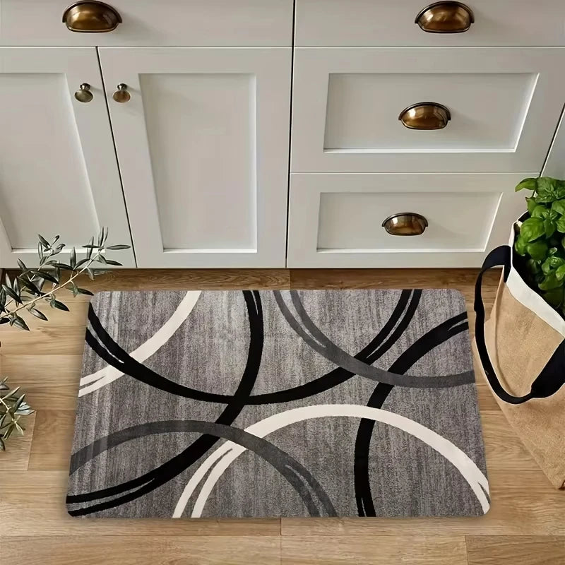 VIKAMA Minimalist Geometric Rug Durable Slip Resistant Water Absorbent Kitchen Living Room Foyer Balcony Rug Home Decor