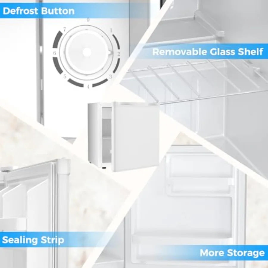 Mini Fridge Compact Refrigerator with Freezer Single Reversible Door Dorm Fridge Wire Shelf Defrost Button for Bedroom Office G