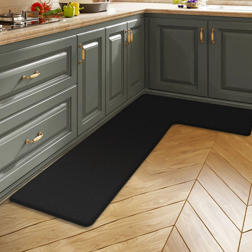 Solid color kitchen L-shaped dirt-resistant soft floor mat restaurant corner absorbent floor mat bathroom non-slip mat door mat