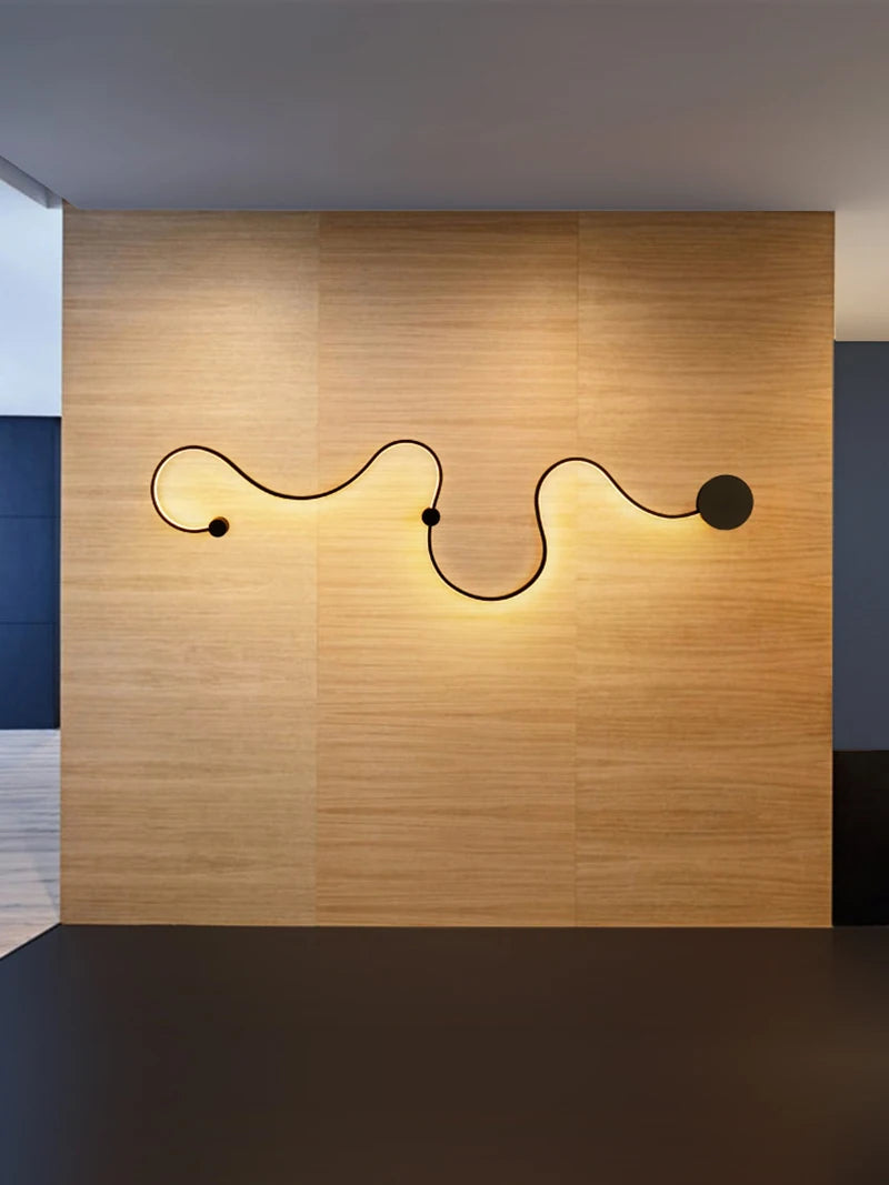 Black Modern Led Wall Sconce Lamp For Bedroom Living Room Hallway Stairs Home Minimalist Long Led Wall Light With Remote Control