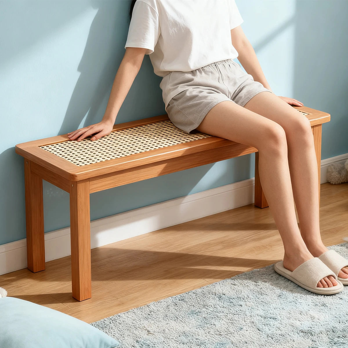 Multi-Use Bamboo Bench – Lightweight Long Seat for Home & Balcony