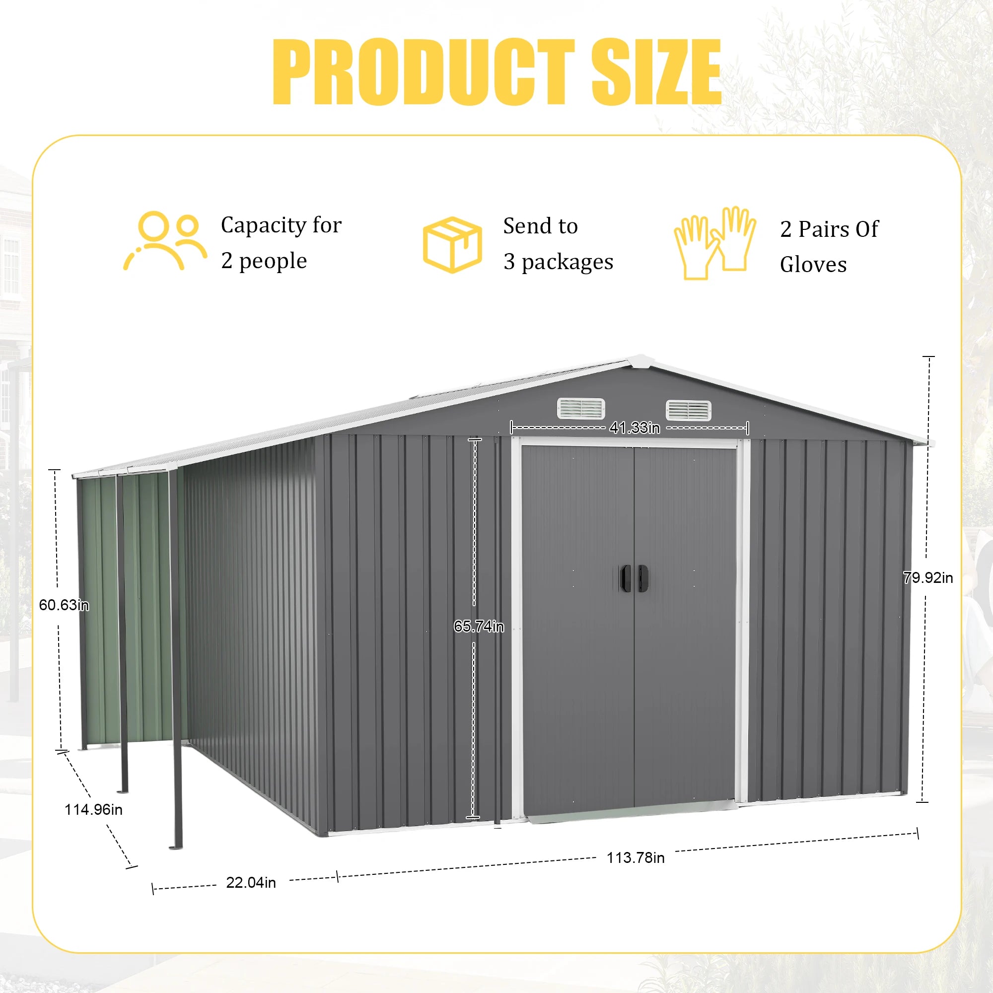 Outdoor Metal Storage Shed – 10 ft × 12 ft Extra Large Steel Shed