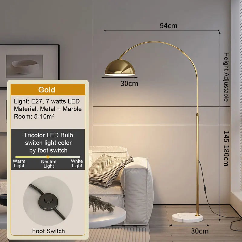 LED Tea Table Floor Lamp Living Room Decoration Bedroom Bedside Lighting Modern Marble Stand Light Black Beige E27