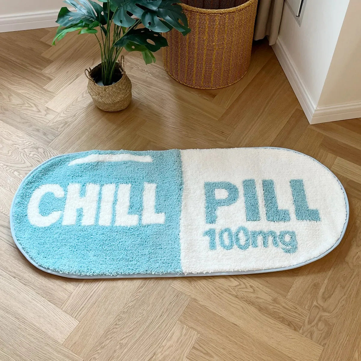 LAKEA Chill Pill Custom Rug Oval Tufted Rug Bath Mat Door Floor Mat Pink Home Decor Carpet Camping Mat Waterproof  Anti-Slip