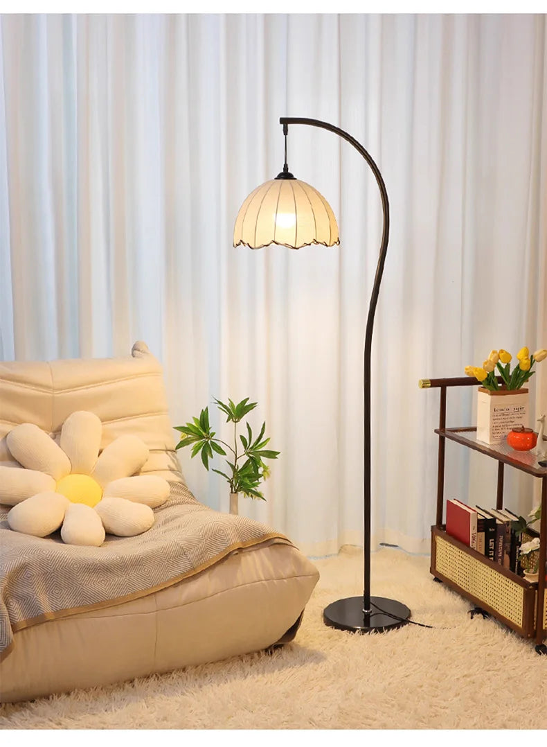 Nordic Linen Fabric Led Floor Lamps Living Room Sofaside Atmosphere Lights Home Lighting Bedroom Bedside Lustre Lamp Fixtures
