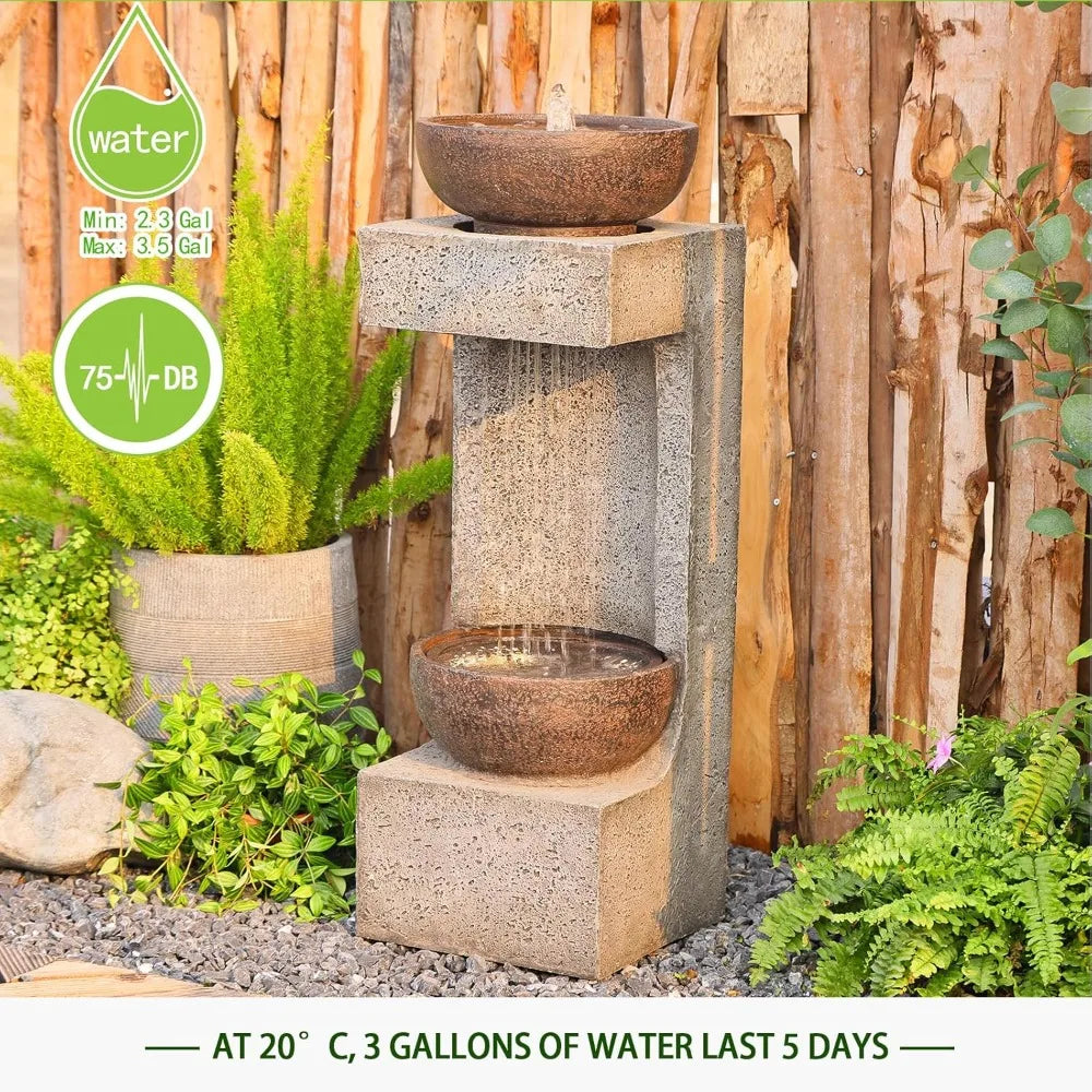 Waterfall Fountain Outdoor Garden Decor for Patio, Backyard, Deck, Porch and Home Art Decor, Outdoor Fountains and Waterfalls