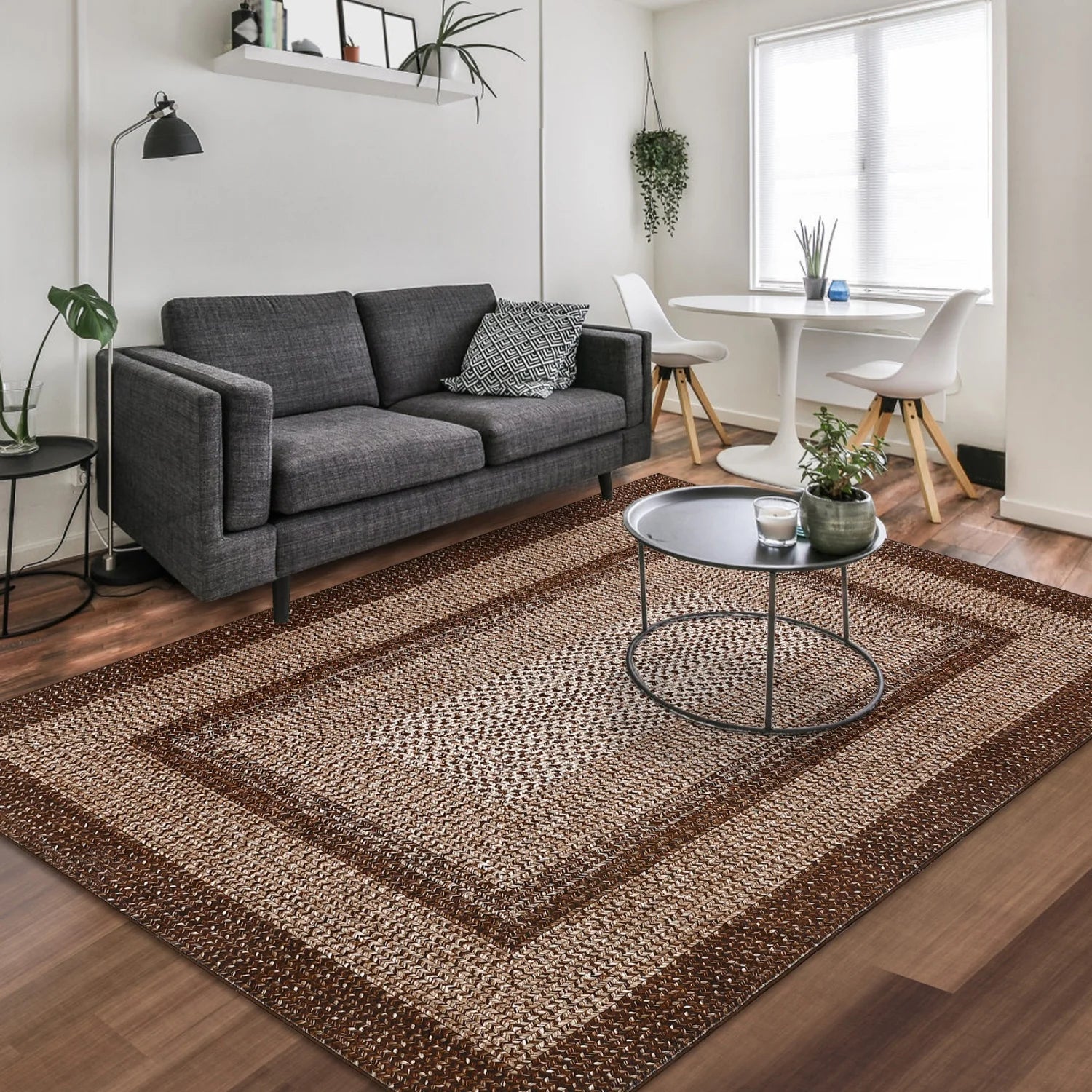 Washable Area Rugs Large Rugs for Living Room Modern Braided Print Non Slip Rug Indoor Floor Cover Accent Carpet for Bedroom