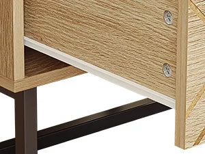 Modern Nightstand with 2 Drawers, Wood Night Stand with Metal Legs, Boho Bedside Table, Accent End Table for Bedroom