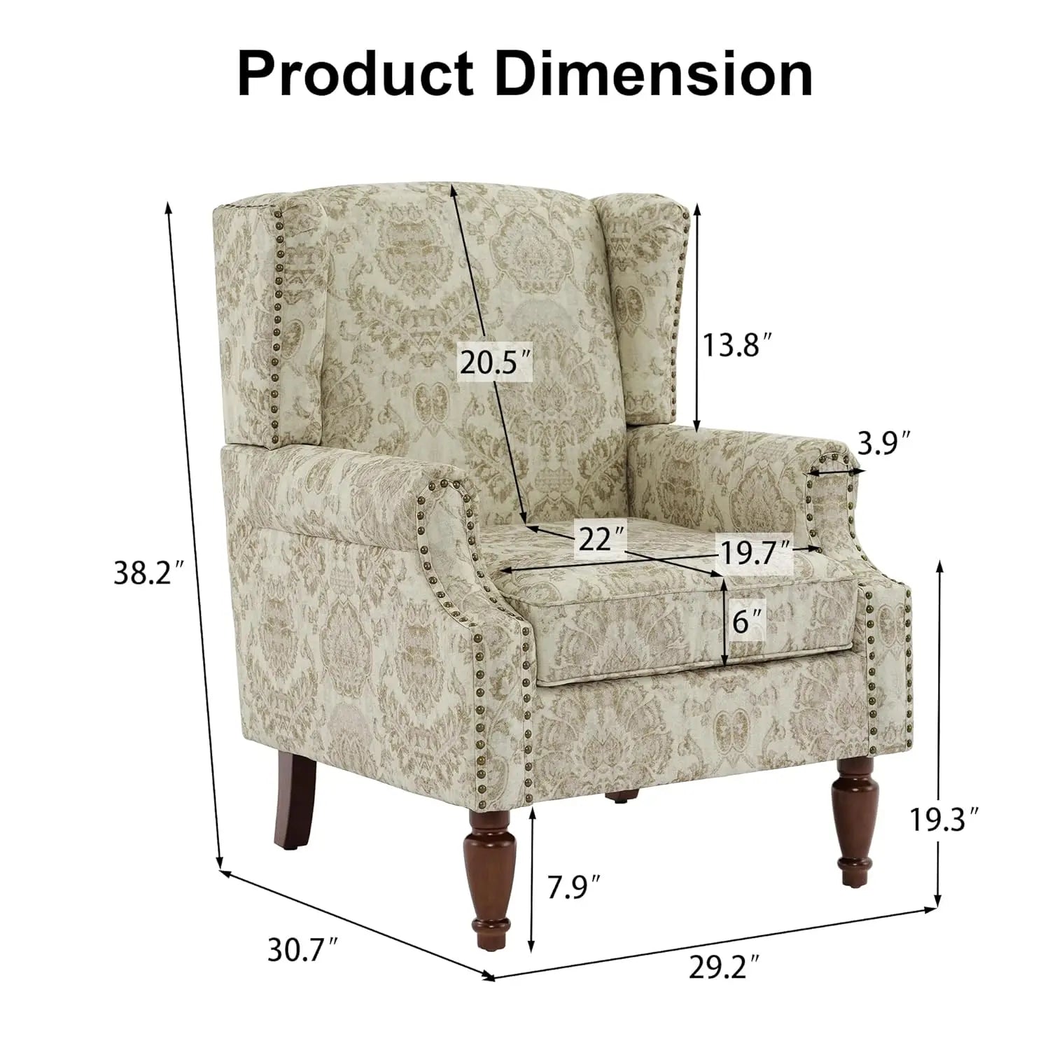 Floral Accent Chairs – Set of 2 High-Back Retro Wingback Armchairs