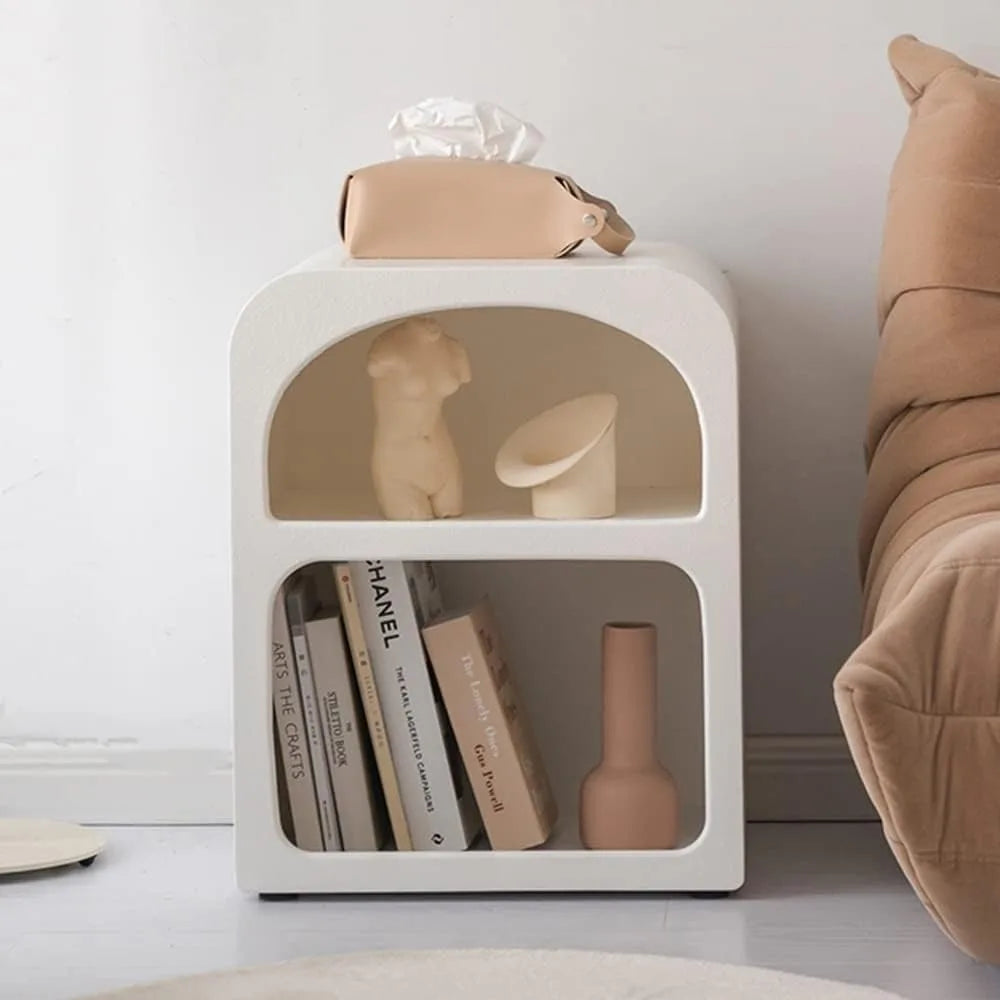 21.6 Inch Modern Nightstand - Two Tier Storage, Compact Bedside Table for Home Office or Bedroom Corner, Ready to Use