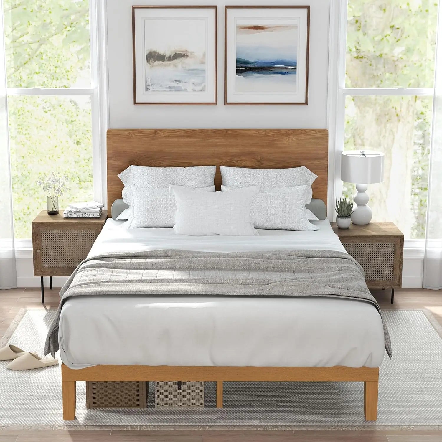 Full Size Solid Wood Bed Frame – Durable Platform Bed for Comfortable Sleep