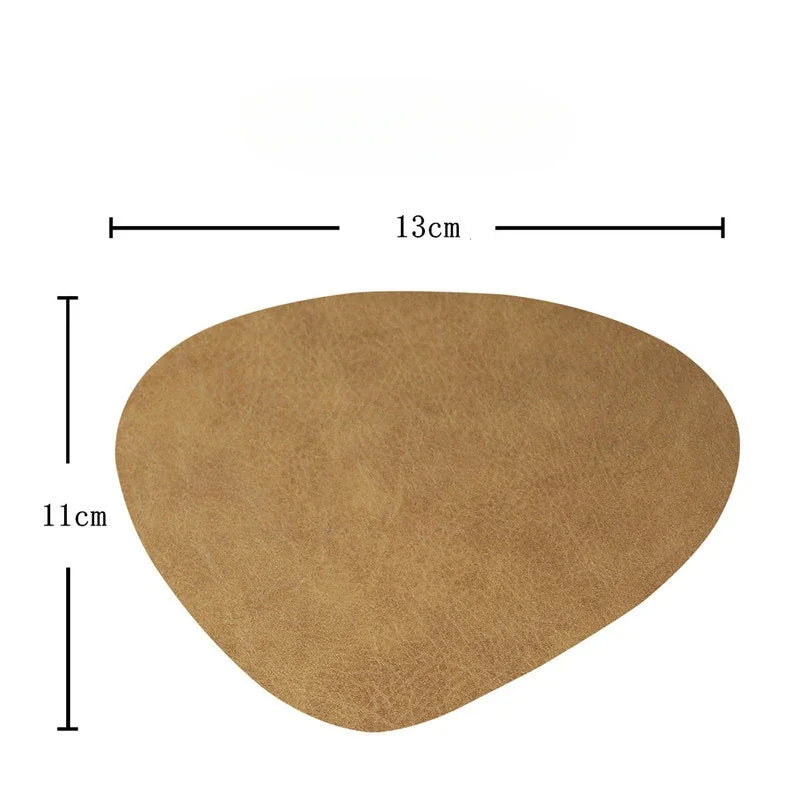 Irregular Shape PU Leather Placemats Set Oil-Proof Waterproof Dual-Sided Place Mats for Kitchen Bistro Tables Bars Coffee Shops