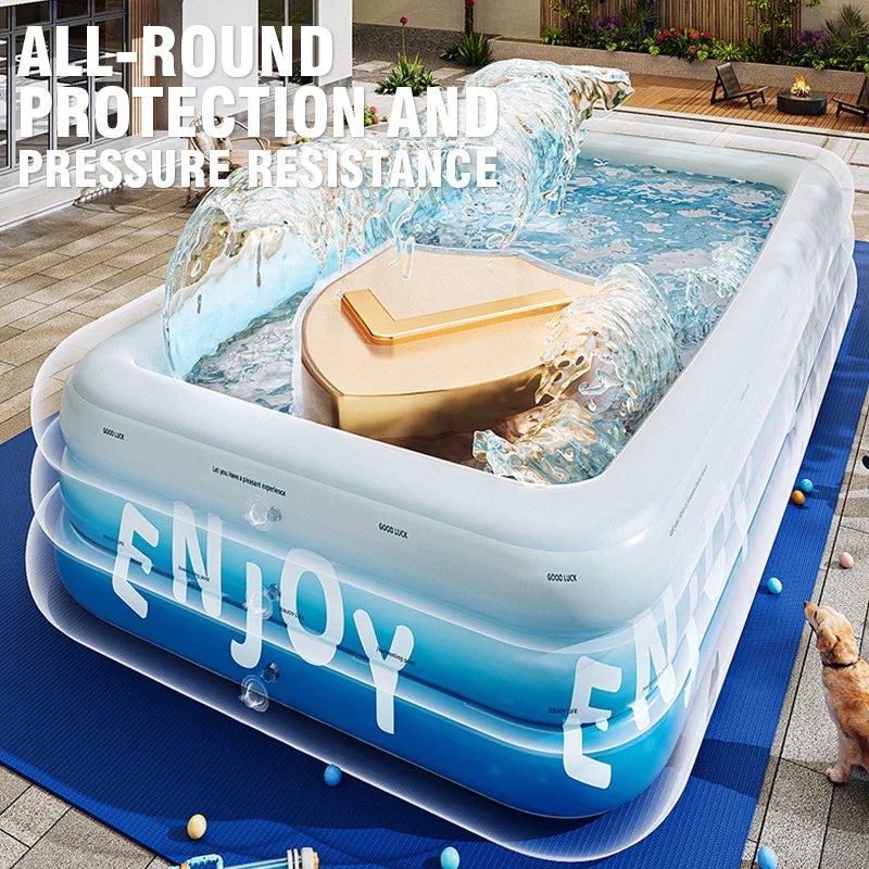 Inflatable Family Swimming Pool with Canopy – Large Outdoor Pool (3m / 2.6m / 2.1m / 1.8m)