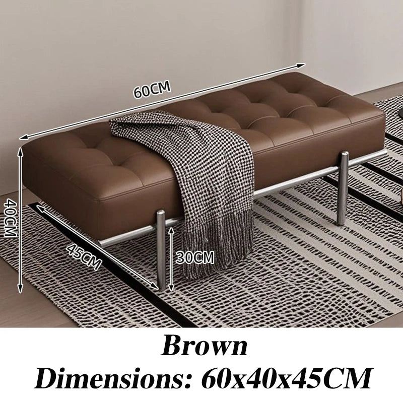 Luxury Leather Ottoman Bench – Hallway Shoe Changing & Lounge Seating