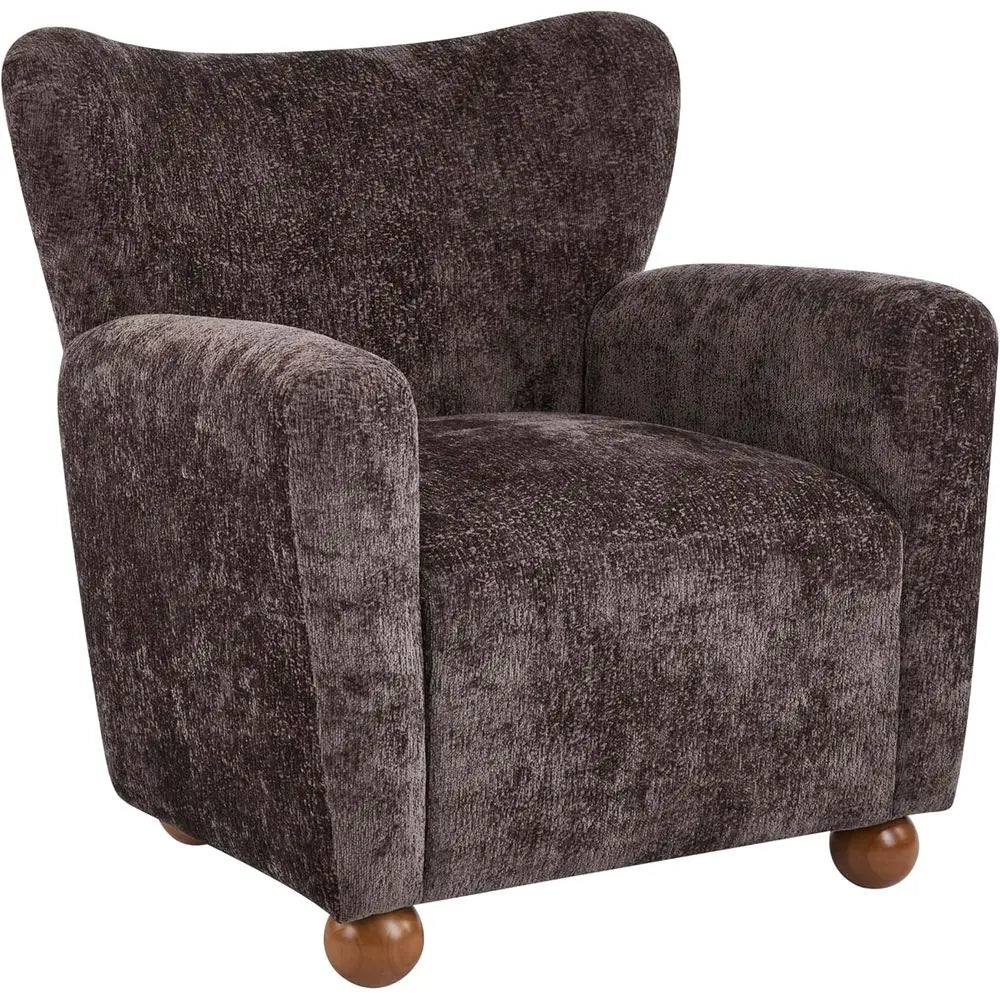 Wingback Accent Chair – Upholstered Armchair with Curved Back & Wood Legs