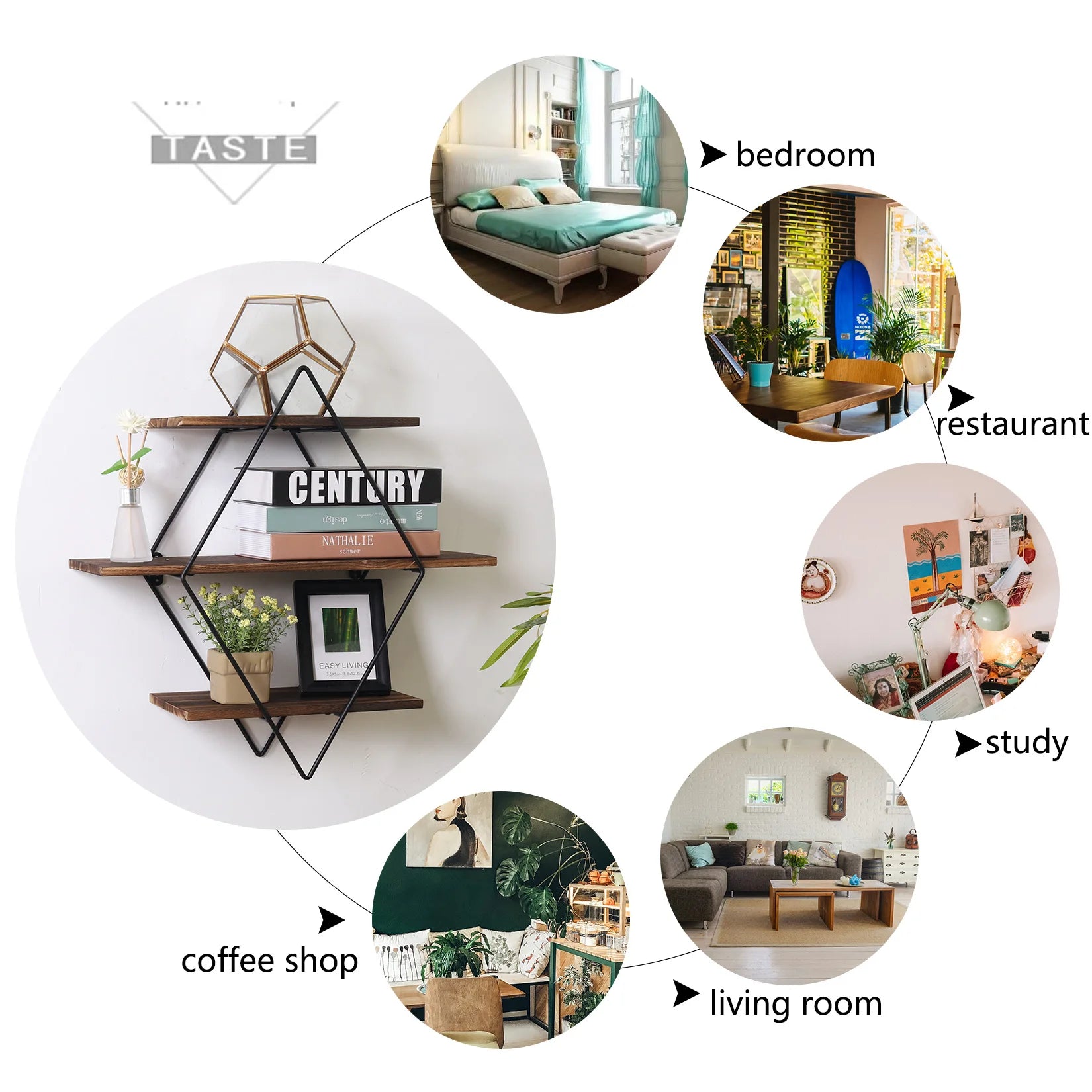 Wall Mounted Rustic Floating Shelves Decorative Wooden Kitchen Wall Display Shelf