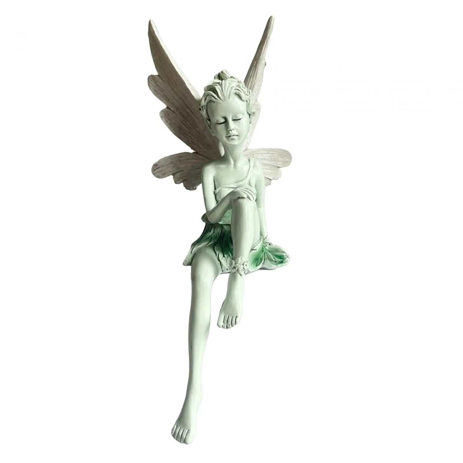 Tudor And Turek Resin Sitting Fairy Statue Garden Ornament Porch Sculpture Yard Craft Landscaping for Home Garden Decoration