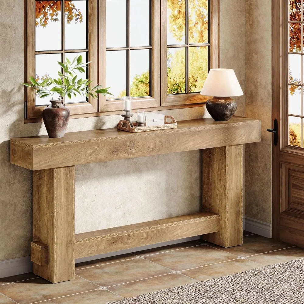 70.9 Entryway Console Table, Extra Long Wooden Farmhouse Sofa Table Behind Couch, Modern Rustic Foyer Stand