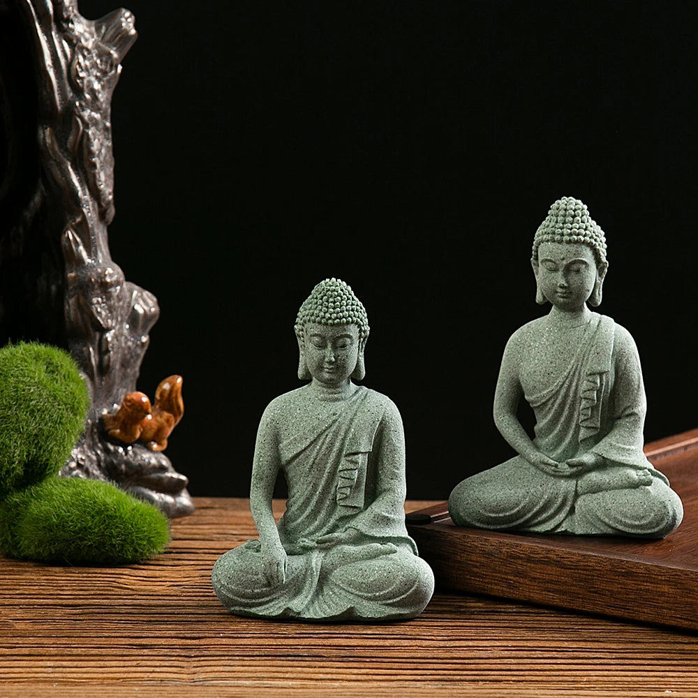 Buddha Statue Fish Tank Decoration Mini Buddhism Figurine Desk Topper Tablescape Decor Home Zen Statue