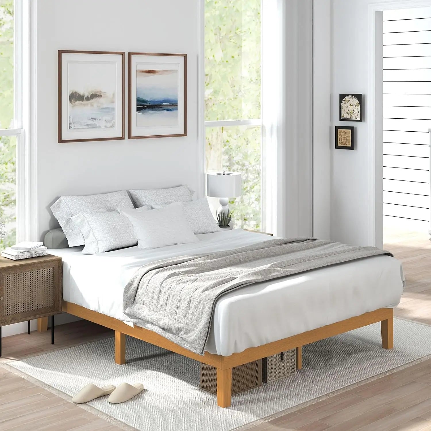 Full Size Solid Wood Bed Frame – Durable Platform Bed for Comfortable Sleep