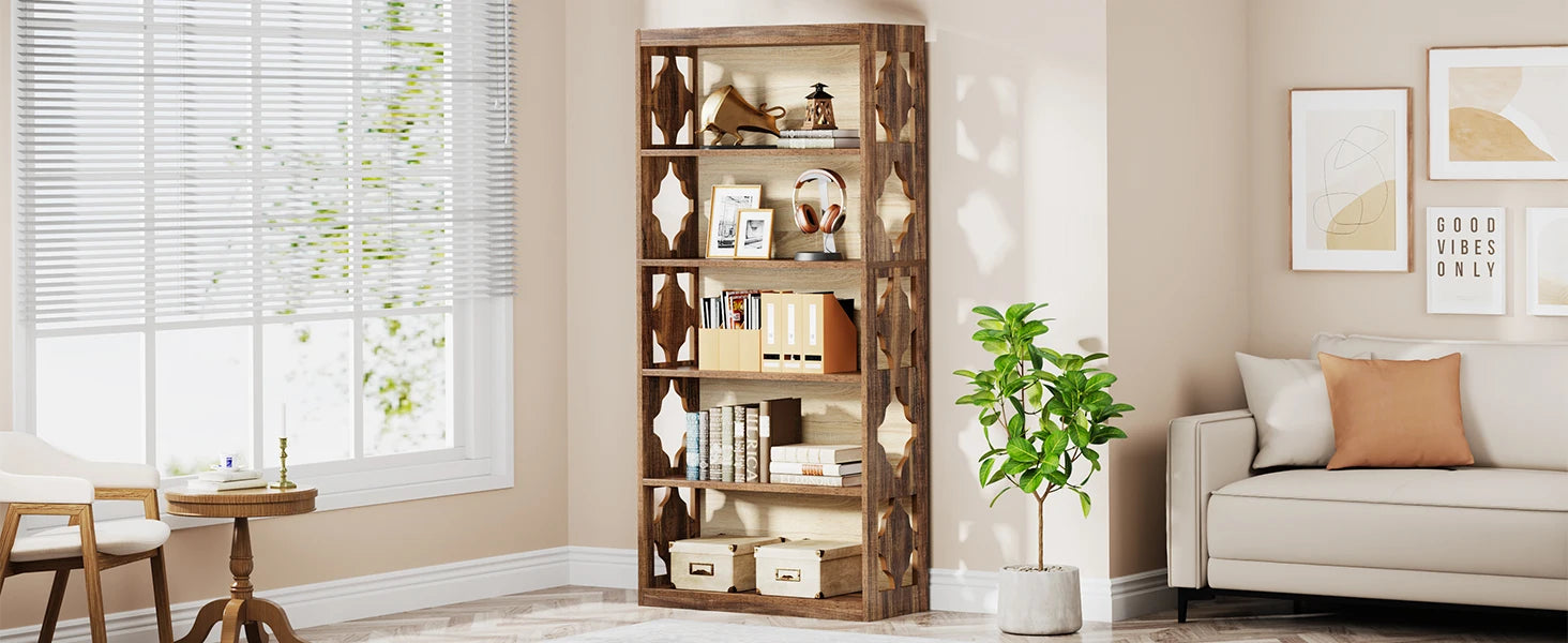 Tribesigns 6-Tier Industrial Bookcase – 71″ Floor-Standing Display Storage Shelf